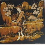 Batik scène op spierraam